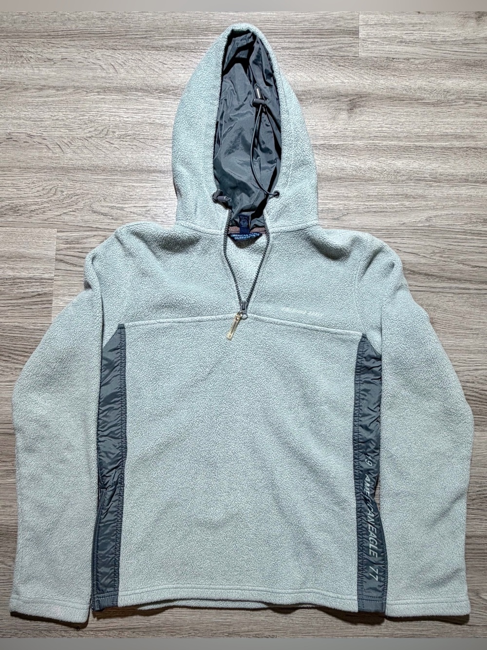“Y2K American Eagle Outfitters Fleece Hoodie 1/4 Zip Pullover Small Gray”